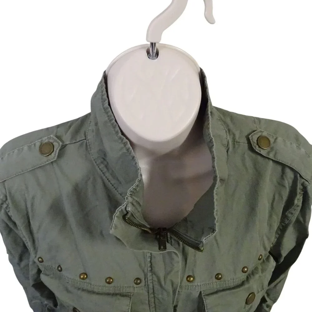 Seventeen Green Utility Jacket Juniors Size XL Cinch Waist Military Y2K Grunge
